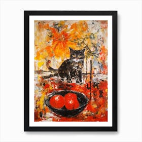 Dahlia With A Cat 4 Abstract Expressionism  Art Print