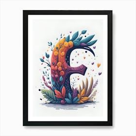 Colorful Letter E Illustration 50 Art Print