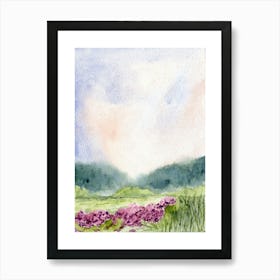 Watercolor Of Purple Flowers Art Print