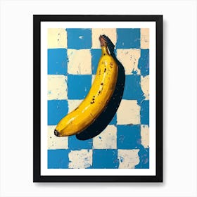 Banana Blue Checkerboard Painting 1 Art Print