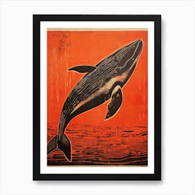 Whale, Woodblock Animal Drawing 3 Art Print