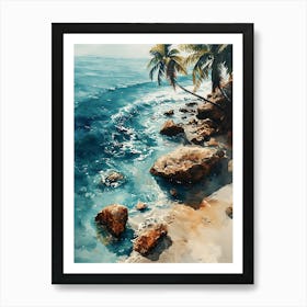 Watercolour Of A Beach Art Print