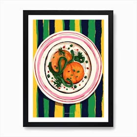 A Plate Of Canelloni, Top View Food Illustration 2 Art Print