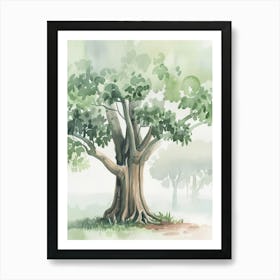 Banyan Tree Atmospheric Watercolour Painting 7 Art Print