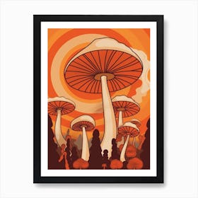 Retro Mushrooms 3 Art Print