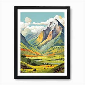 Rainbow Mountain Peru 2 Vintage Travel Illustration Art Print