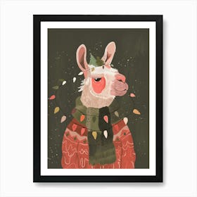 Festive Glow Llama Art Print