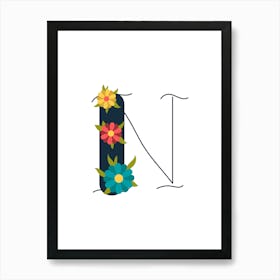 Living Room Floral Letters 14 Art Print