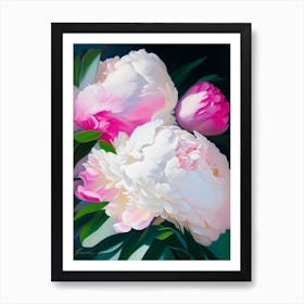 White Wings Peonies Pink Colourful 1 Painting Art Print