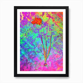 Ixia Filiformis Botanical in Acid Neon Pink Green and Blue n.0249 Art Print