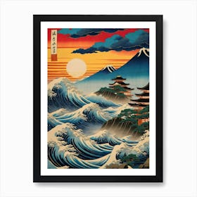 Traditional Japanese Seascape Art Print