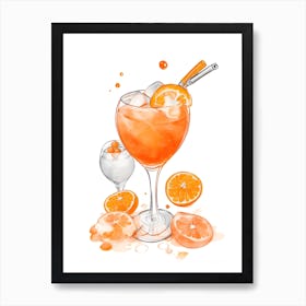 Aperol With Ice And Orange Watercolor Vertical Composition 59 Art Print