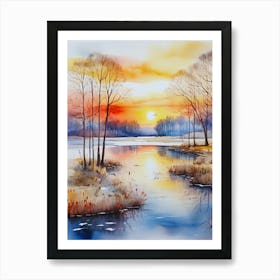 Sunset By The Lake 4 Art Print