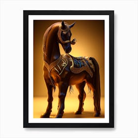 Luna 3d Hd Arabian Horse Chocolate Caramel Lights 8k Resolutio 1 (1) Art Print