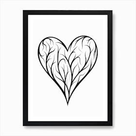 Minimalist Black & White Tree Branch Heart 3 Art Print