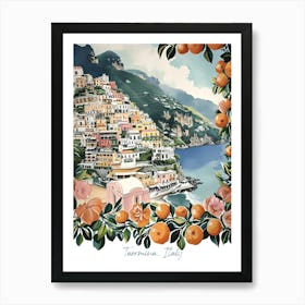 Taormina Italy Watercolour With Oranges Art Print
