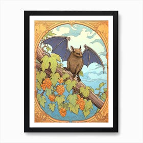 Fruit Bat Vintage Illustration 7 Art Print