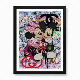 Minnie And Mickey Mouse Lv Art Print