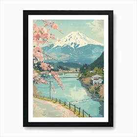 Fujikawaguchiko Japan 2 Retro Illustration Art Print