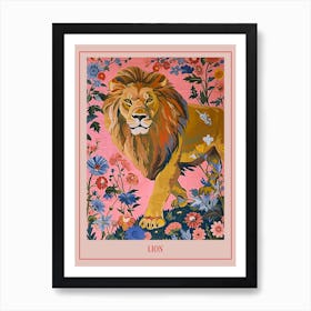 Floral Animal Painting Lion 1 Poster Art Print