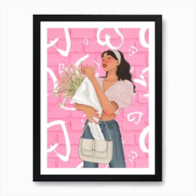 Pretty Woman Pretty Flowers Art Print