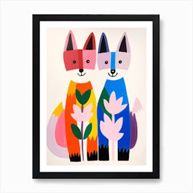 Colourful Kids Animal Art Arctic Fox 2 Art Print