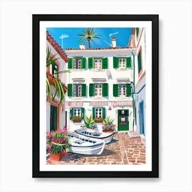 Boats On The Cobblestone Art Print