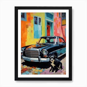 Plymouth Barracuda Vintage Car With A Dog, Matisse Style Painting 3 Art Print