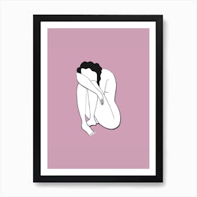 Woman Sitting On The Floor Illustration Art Print