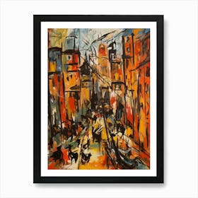 Painting Of A Sydney With A Cat In The Style Of Abstract Expressionism, Pollock Style 3 Art Print