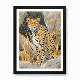 Cheetah Precisionist Illustration 2 Art Print