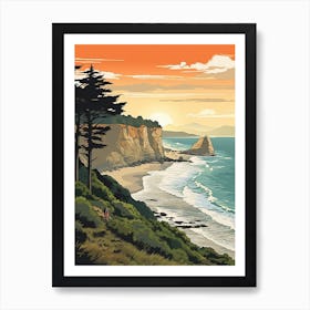 West Coast Trail New Zealand 4 Vintage Travel Illustration Art Print