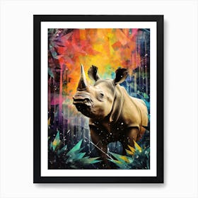 Rhino Geometric Collage 4 Art Print