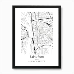 Saint Fons,France Minimalist Map Art Print