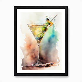 Martini Watercolor Painting drinks Art Print
