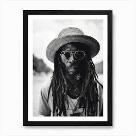 Portrait Of A Man In Jamaica, Black And White Analogue Photograph 3 Art Print