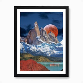 The Beauty Of Silent Water Red & Blue Art Print