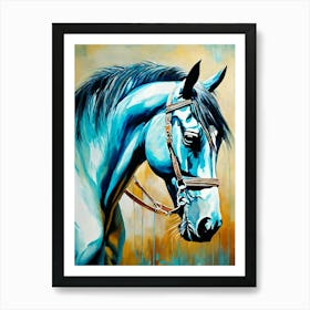 Blue Horse Painting Art Print