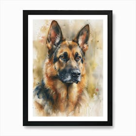 German Shepherd Watercolor Painting 3 Art Print