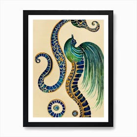 Lined Seahorse Vintage Graphic Watercolour Art Print