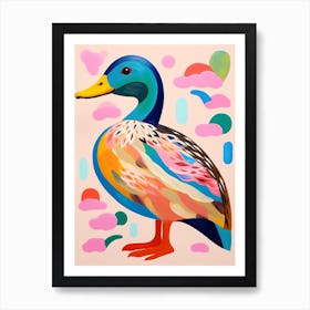 Pink Scandi Mallard Duck 3 Art Print