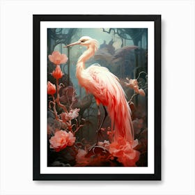 Pink Heron Flamingo Art Print