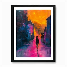Person Walking Down The Street Art Print