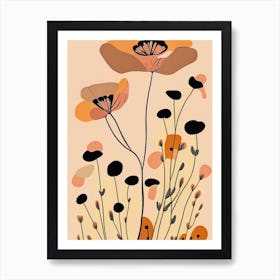 Desert Poppy Wildflower Modern Muted Colours 1 Art Print