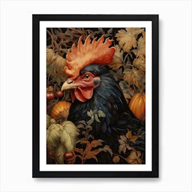 Dark And Moody Botanical Chicken 3 Art Print