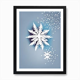 Falling, Snowflakes, Retro Minimal 1 Art Print