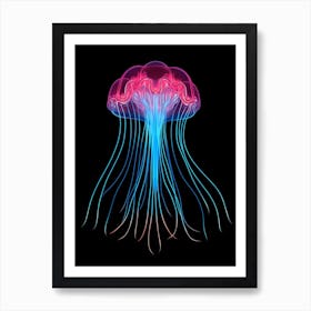 Turritopsis Dohrnii Importal Jellyfish Neon Illustration 4 Art Print