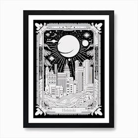 Helsinki, Finland, Tarot Card Travel  Line Art 4 Art Print