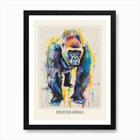 Mountain Gorilla Colourful Watercolour 2 Poster Art Print