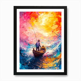 Fishing In A Boat Art Print